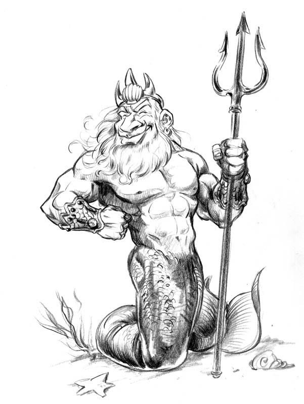   The Greek god of the sea and horses, Poseidon,  (AKA Ne...